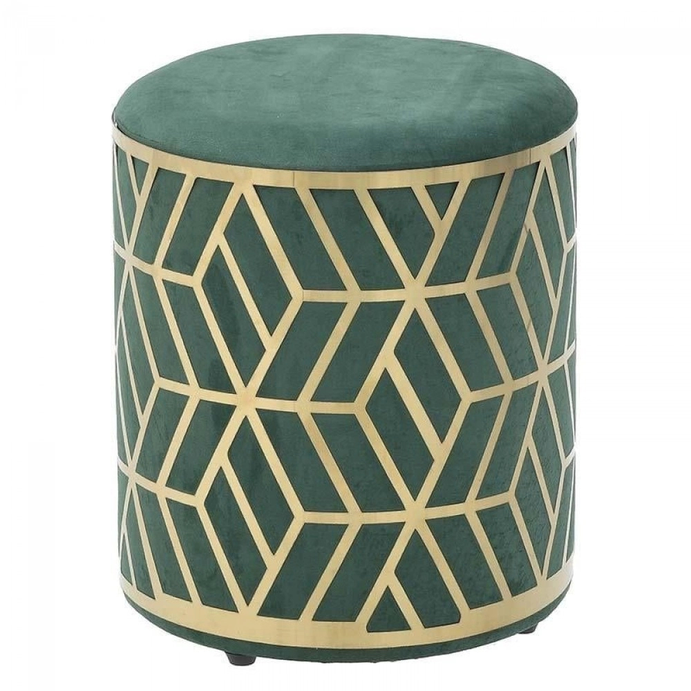 Design ottomán zöld színben arany designal