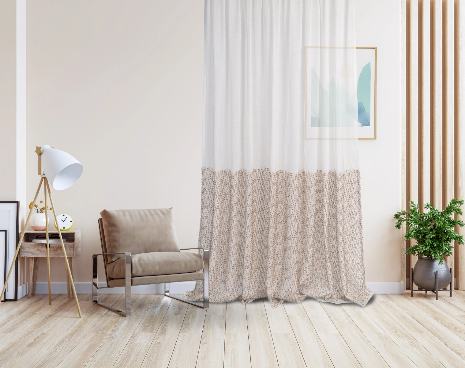 Fényáteresztő függöny anyag boholyszerű beszövésekkel 305cm